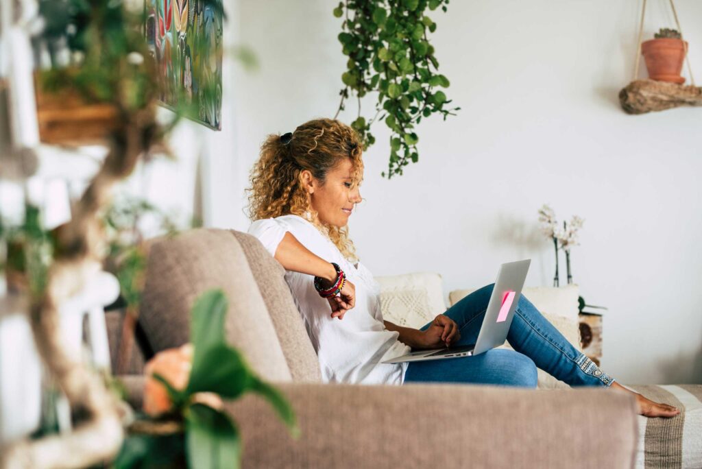 a woman relaxing at home