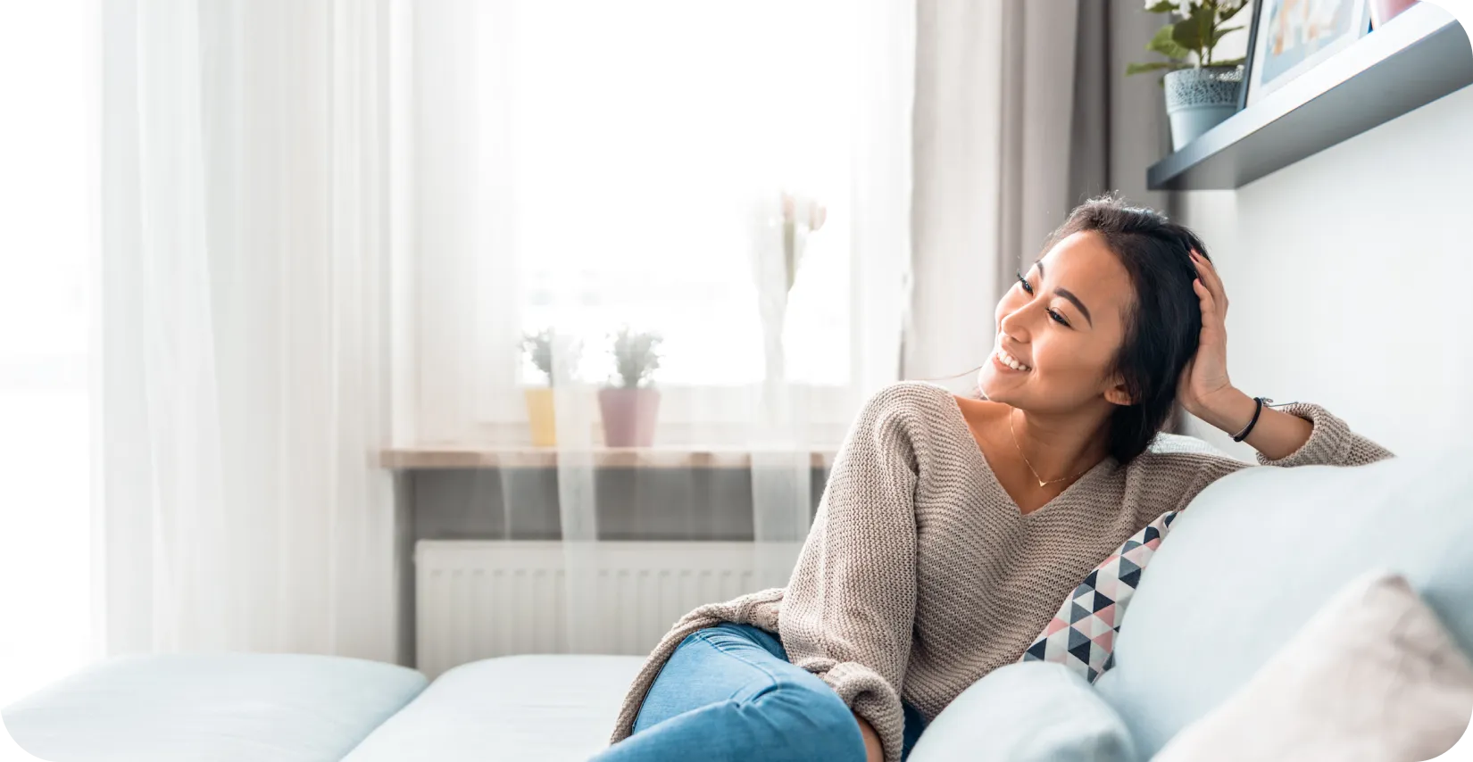 woman on a couch