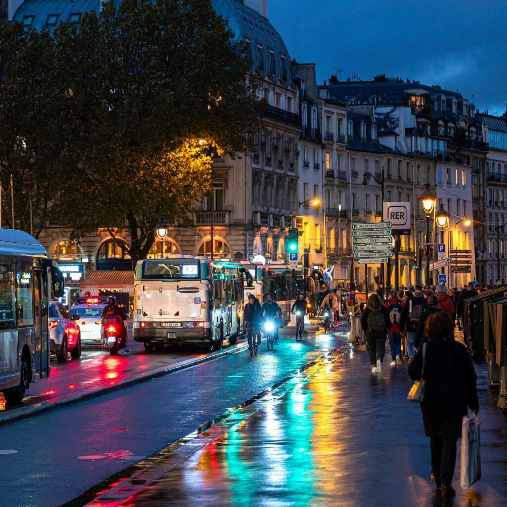 a Paris street at night