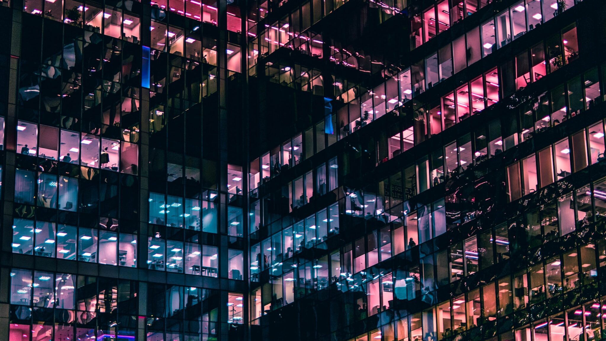 colorful windows in a high rise