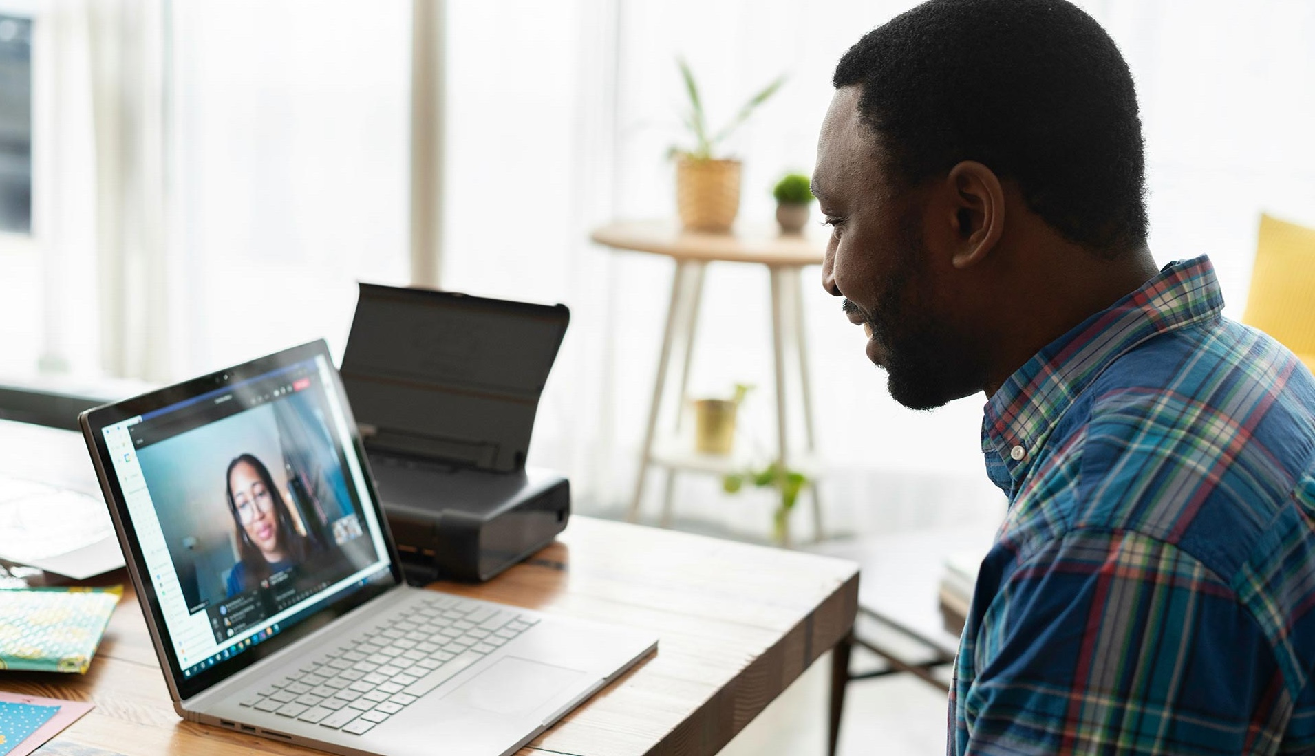 a man talking on a video call