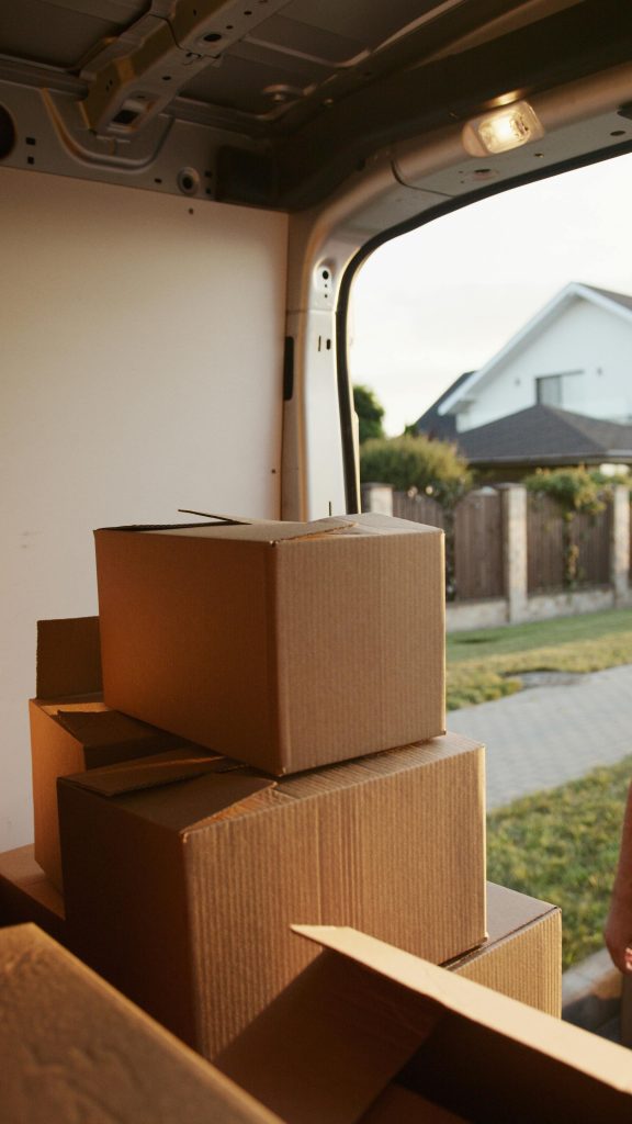 Moving van with boxes