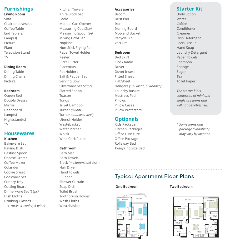What's included in your Typical Synergy Sapartment