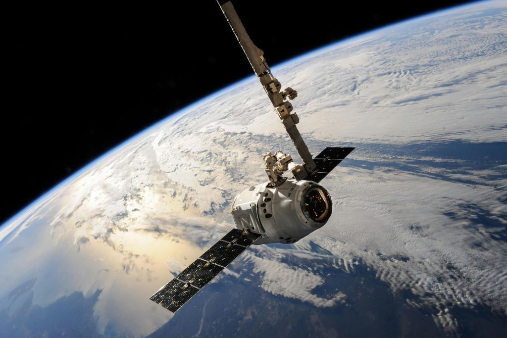 Space satellite mid flight.