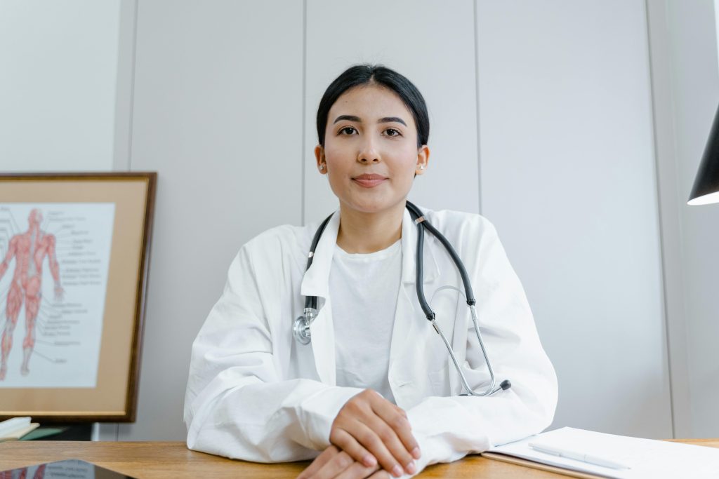 Clinician sitting at their desk