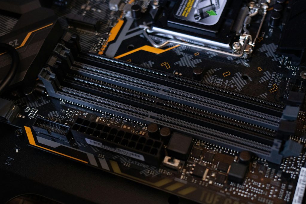 Gray and Black Motherboard