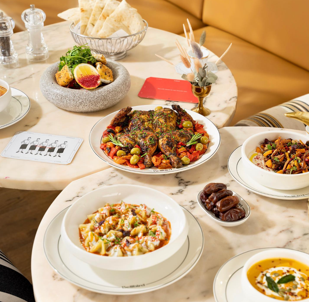Multiple dishes on a table.