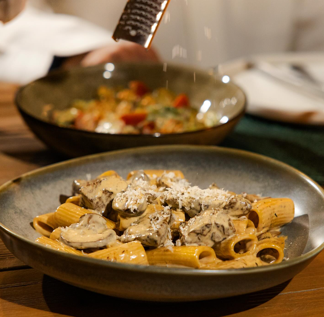 Mushroom pasta dish.