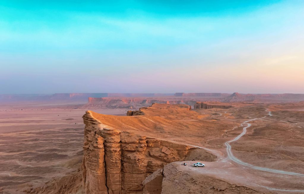 Aerial View on Cliff in Desert