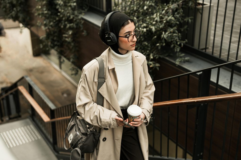 Young Woman in a Beige Coat