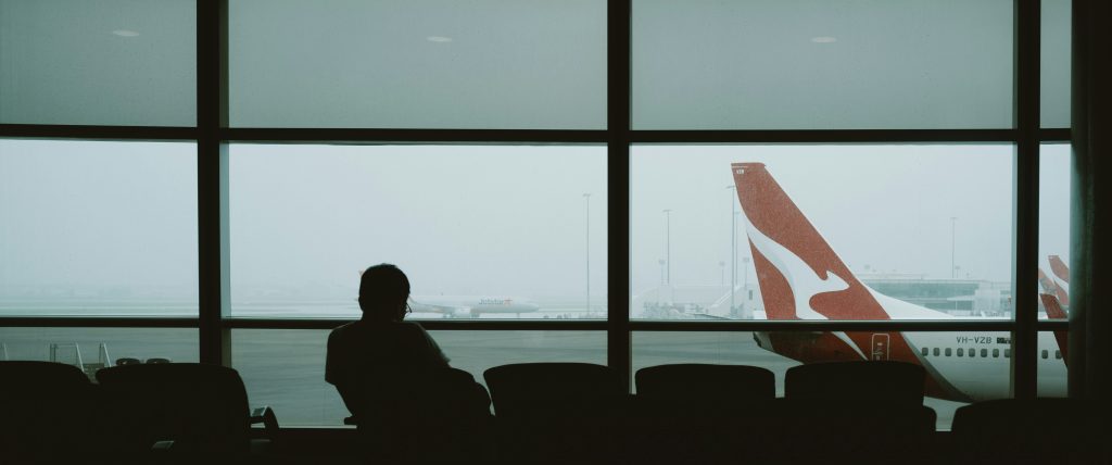 Man waiting in an airport
